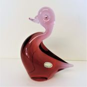 Circa 1970's Signed Wedgwood Pink Glass Duck
