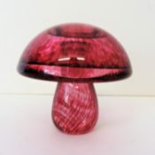 Circa 1970's Signed Wedgwood Pink Speckled Glass Mushroom