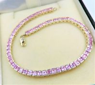 Sterling Silver 8ct Pink Topaz Tennis Bracelet New with Gift Box