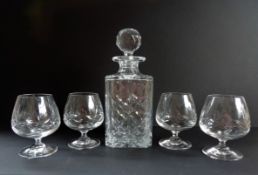 Crystal Decanter and 4 Brandy/Cognac Glasses