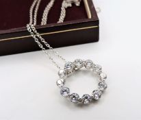 Sterling Silver Cubic Zirconia Pendant Necklace New with Gift Pouch