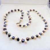 20 inch Grey & White Freshwater Cultured Pearl Necklace with Gift Box