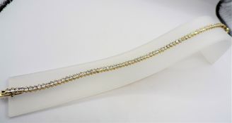 14k Gold on Sterling Silver 3mm Cubic Zirconia Tennis Bracelet New with Gift Box