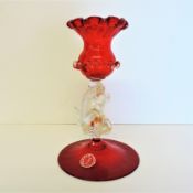 Venetian SALVIATI Murano Gold Flecked Candlestick c. 1930's