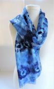 Vintage Floral Silk Chiffon Scarf 146cm Long