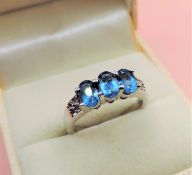 Sterling Silver Topaz & Diamond Ring New with Gift Pouch