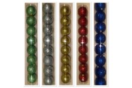 36 X Set Of 10 Christmas Tree Glitter Baubles Assorted Colours