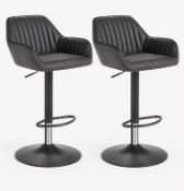 Item Description - John Lewis Brooks Gas Lift Adjustable Bar Chairs, Set of 2, Dark Grey - St...