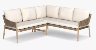 John Lewis Burford 5-Seat Woven Corner Garden Sofa, FSC-Certified (Acacia Wood), Natural