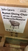 John Lewis Basket Dining Chairs x 2 inc. cushions Anthracite/Natural RRP £179