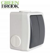 4 X Greenbrook 10A 2-Gang 1-Way Weatherproof Switch Double Pole Ip44 Rated Retail £6.99 Each