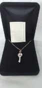 Giani Pink Crystal Heart Key Pendant Necklace 925 Sterling Silver Necklace. Simply Stunning