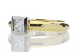 18ct Single Stone Princess Cut Rub Over Diamond Ring 0.45