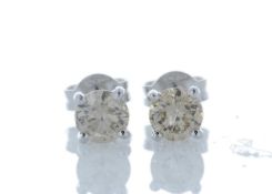 18ct White Gold Single Stone Prong Set Diamond Earring 1.22