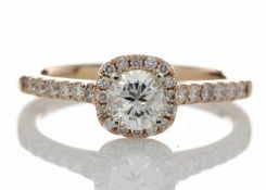 18ct Rose Gold Single Stone With Halo Setting Ring (0.50) 0.74