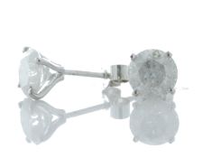 9ct White Gold Single Stone Wire Set Diamond Earring 2.05