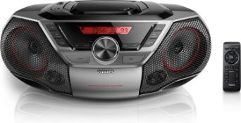 Philips AZB798 Boombox Bluetooth CD Cassette Player – Black. RRP £149.99 - GRADE U
