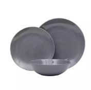 Title: (93/R8) Stoneware Grey 44 Piece Dinner Set. 13x Large Plate, 15x Side Plate, 16x Bowl. (All