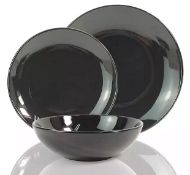 Title: (63/R8) Black Stoneware 56 Piece Dinner Set. 19x Dinner Plate, 19x Side Plate, 18x Bowl. (All