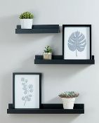 Title: (121/R7) Loyt RRP £129 Ð 9x Items. 3x 3 Black Floating Shelves RRP £8 Each. 1x 3 White