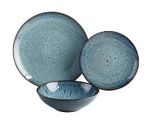 Title: (95/R8) Stoneware Reactive Glaze 53 Piece Dinner Set. 30 Piece Grey - 10x Dinner Plate, 10x