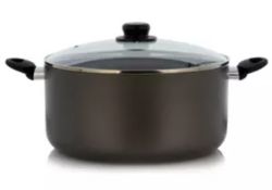Title: (53/7C) 7 Piece Black Non Stick Aluminium Pan Set. 1x 24cm Stock Pot With Lid. 1x 20cm