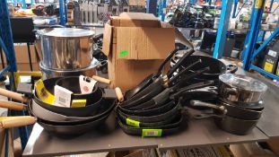 Title: (110/8G) Approx 25x Mixed Condition Pans To Include Tefal & Scoville, Stainless Steel Stock
