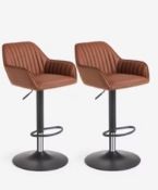 John Lewis Brooks Gas Lift Adjustable Bar Chairs, Set of 2, Tan RI002981957 Goods are faulty Sp...