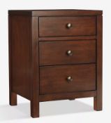 John Lewis & Partners Medan 3 Drawer Bedside Table, Dark Wood RI002983038 Goods are damaged Prod...