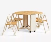 John Lewis ANYDAY 4-Seater Oval Wood Butterfly Dining Table & Folding Chairs Set, Natural - Larg...