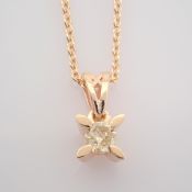 Certificated 14K Rose/Pink Gold Diamond Solitaire Necklace / Total 0.1 ct