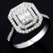 Certificated 14K White Gold Diamond Ring / Total 0.62 ct