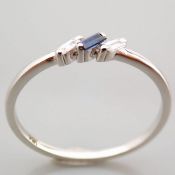 Certificated 14K White Gold Diamond & Sapphire Ring / Total 0.08 ct
