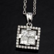 Certificated 14k White Gold Diamond Necklace / Total 0.5 ct