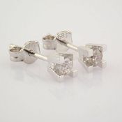 Certificated 14K White Gold Diamond Earring / Total 0.22 ct