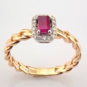 Certificated 14K White and Rose Gold Diamond & Ruby Ring / Total 0.54 ct