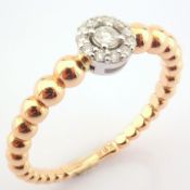 Certificated 14K White and Rose Gold Diamond Ring / Total 0.1 ct