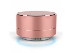 Mini Portable Metal Round Bluetooth Wireless Super Bass Speaker - Rose Gold