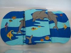 20 X Bath Bed Mat Back Dolphin Non Slip with Suction Mount Blue Children's With Toys