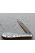 Victorian Mother of Pearl Hafted Silver Bladed Folding Fruit Knife
