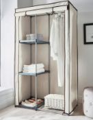 (85/5C) Covered Single Wardrobe With Storage Cream. Features A Full-Length Hanging Rail With 4 Sh...