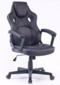 (2/5F) RRP £79. Swivel Gaming Chair With Integrated Headrest Black.
