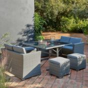 (103/R3) RRP £800. Bambrick 8 Seater Grey Rattan Cube Garden Sofa Set. Hand Woven Rattan Effect....