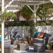 (105/R3) RRP £800. Bambrick 6 Seater Grey Rattan Garden Sofa Set. Hand Woven Rattan Effect. Quali...