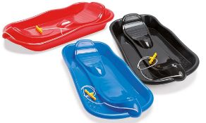 (114/2J) Lot RRP £100. 5x NEW Dantoy Plastic Snow Sledge With Pull Cord RRP £20 Each. (3x Blue 2x...