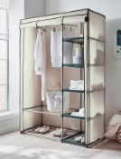 (90/5C) Covered Double Wardrobe With Storage Cream. Features A Full-Length Hanging Rail With 5 Sm...