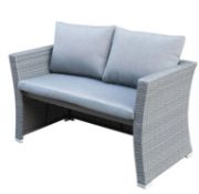 (104/R3) Bambrick Grey Rattan Furniture Lot. Lot Includes 2x 2 Seater Sofa, 4x Stool, 4x Stool Cu...