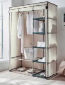(87/5C) Covered Double Wardrobe With Storage Cream. Features A Full-Length Hanging Rail With 5 Sm...