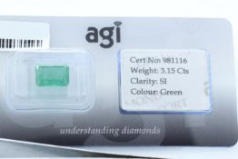 Loose Emerald Cut Emerald 3.15