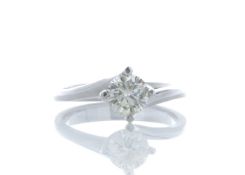 18ct White Gold Single Stone Fancy Claw Set Diamond Ring 0.71